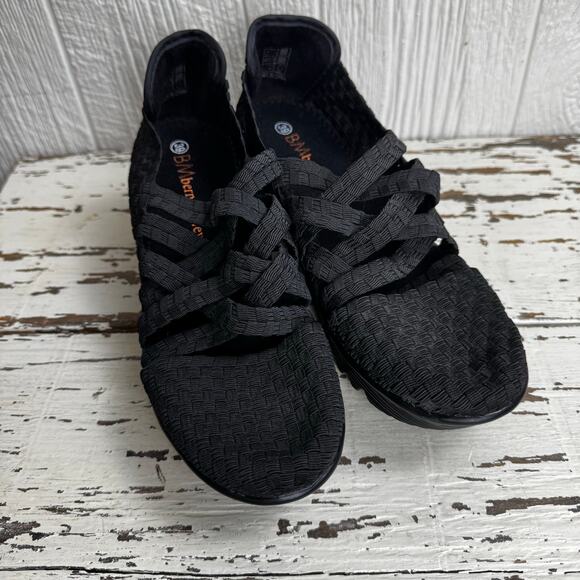 Bernie Mev. Black Strappy Wedge Platform Shoes Size 39 or U.S. Size 8 Woven - Picture 2 of 9
